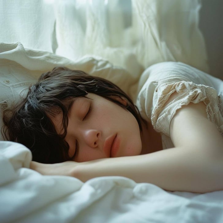 Woman sleeping on her bed